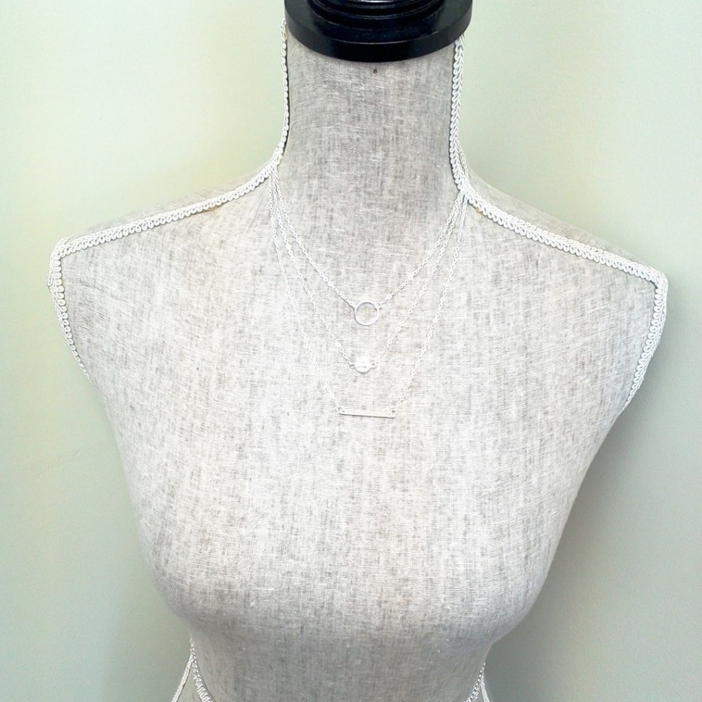 Silver 3 Layer Necklace - Picture 2 of 3